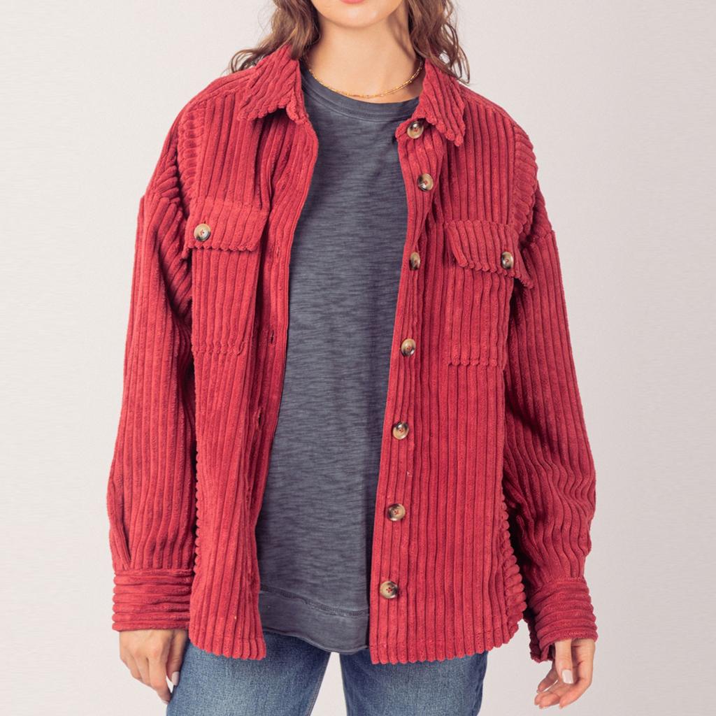 Женская осенне-зимняя однотонная модная полосатая рубашка с большим карманом