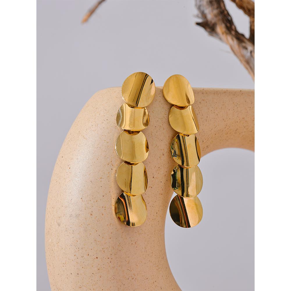 Eetit Гладкие металлические круглые длинные висячие серьги из нержавеющей стали для женщин, простые привлекательные водонепроницаемые украшения для ушей