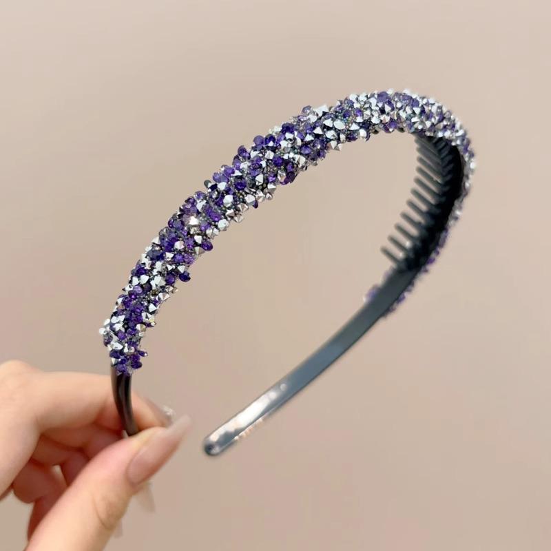 Элегантная бархатная зубчатая нескользящая повязка для волос и резинка для волос со стразами для женщин