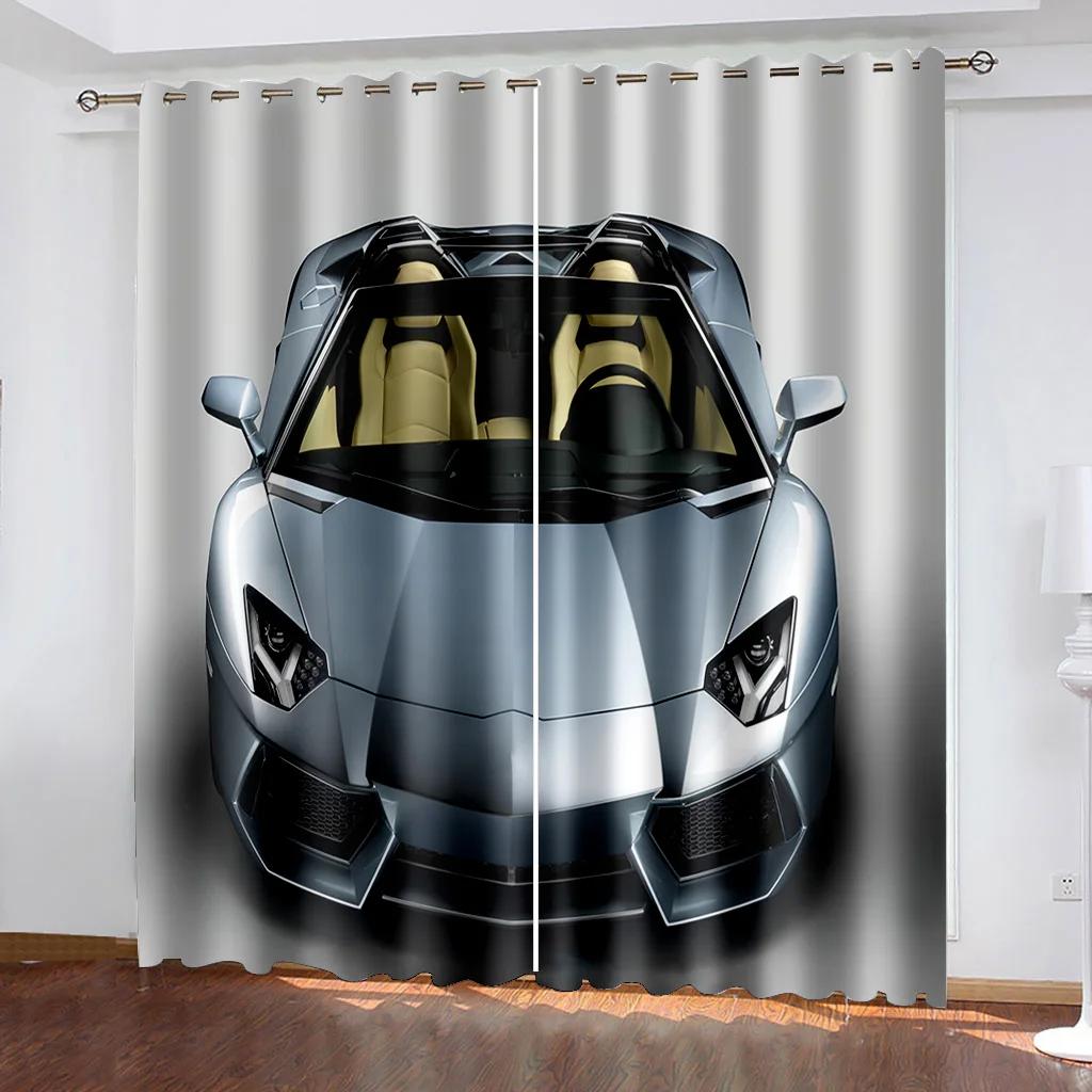 Черный крутой спортивный автомобиль фильм принт узор современные мальчики шторы окна для гостиной спальни кухни 2 шт декор