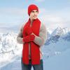 Knitted Scarf Hat Gloves Stylish Checkered Wrinkle-free Unisex Woolen Yarn Full Finger Kit for Cycling