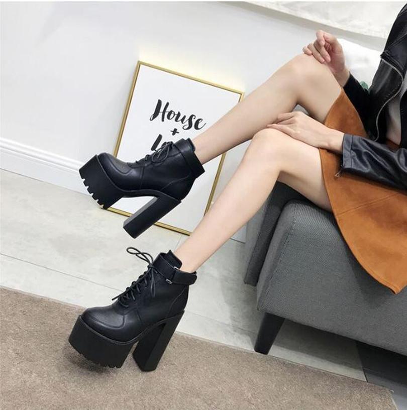 Fashion 2024 New Women's Sexy Winter Black Boots Platfrom Boot Women Fashion Shoes Thick High Heel Boots Ankle Boots