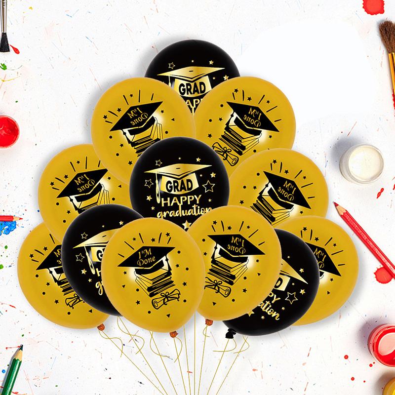 20 шт. Украшения С Днем Выпуска Черно-золотой шар с конфетти Для поздравления Школьный Выпускной вечер в колледже Подарок выпускнику