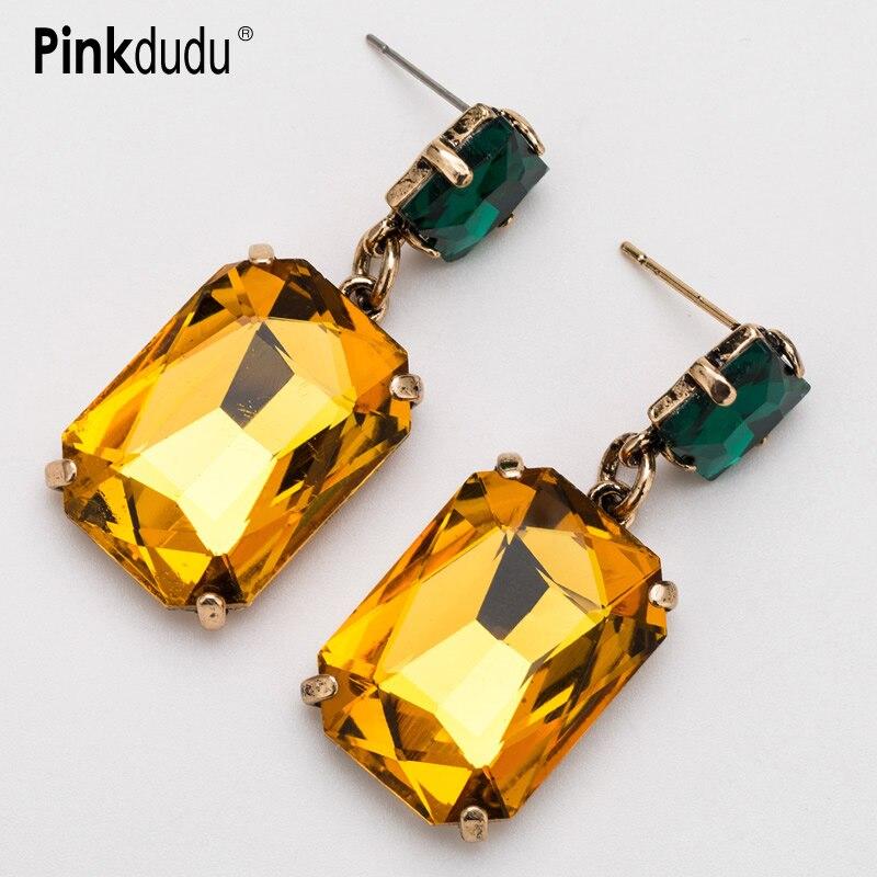 Pinkdudu Simple Geometric Acrylic Multicolor Drop Earrings Fashion Alloy Gold Plated Earrings for Women Jewelry Gifts PD639