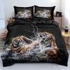 Lion Tiger King Queen Duvet Cover Lovely Wild Animals Bedding Set For Kids Teens Adults Wildlife Grey Black 2/3pcs Quilt Cover