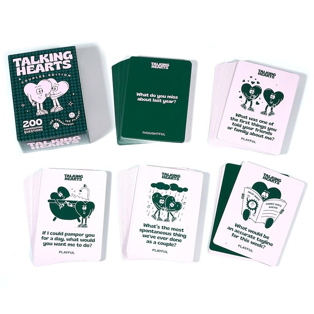200 Questions Talking Hearts Cards Game Small Pictures Paper Flip Toy Party Game Props  Road Trips