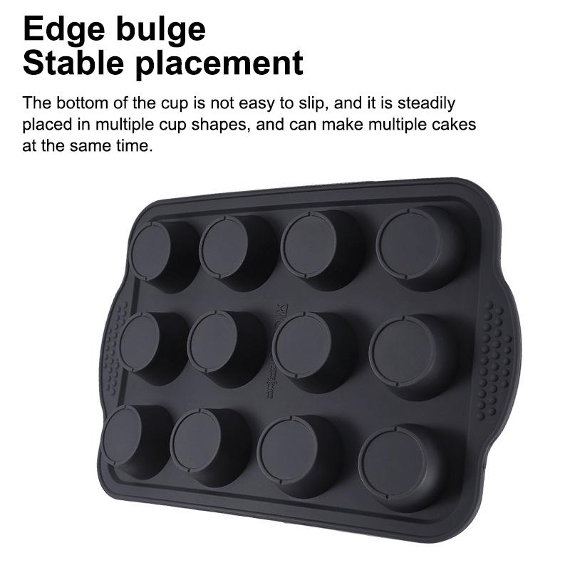 Силиконовая форма для маффинов на 12 ячеек, круглые формы для кексов с антипригарным покрытием и ручками, противень для выпечки маффинов, пирожных