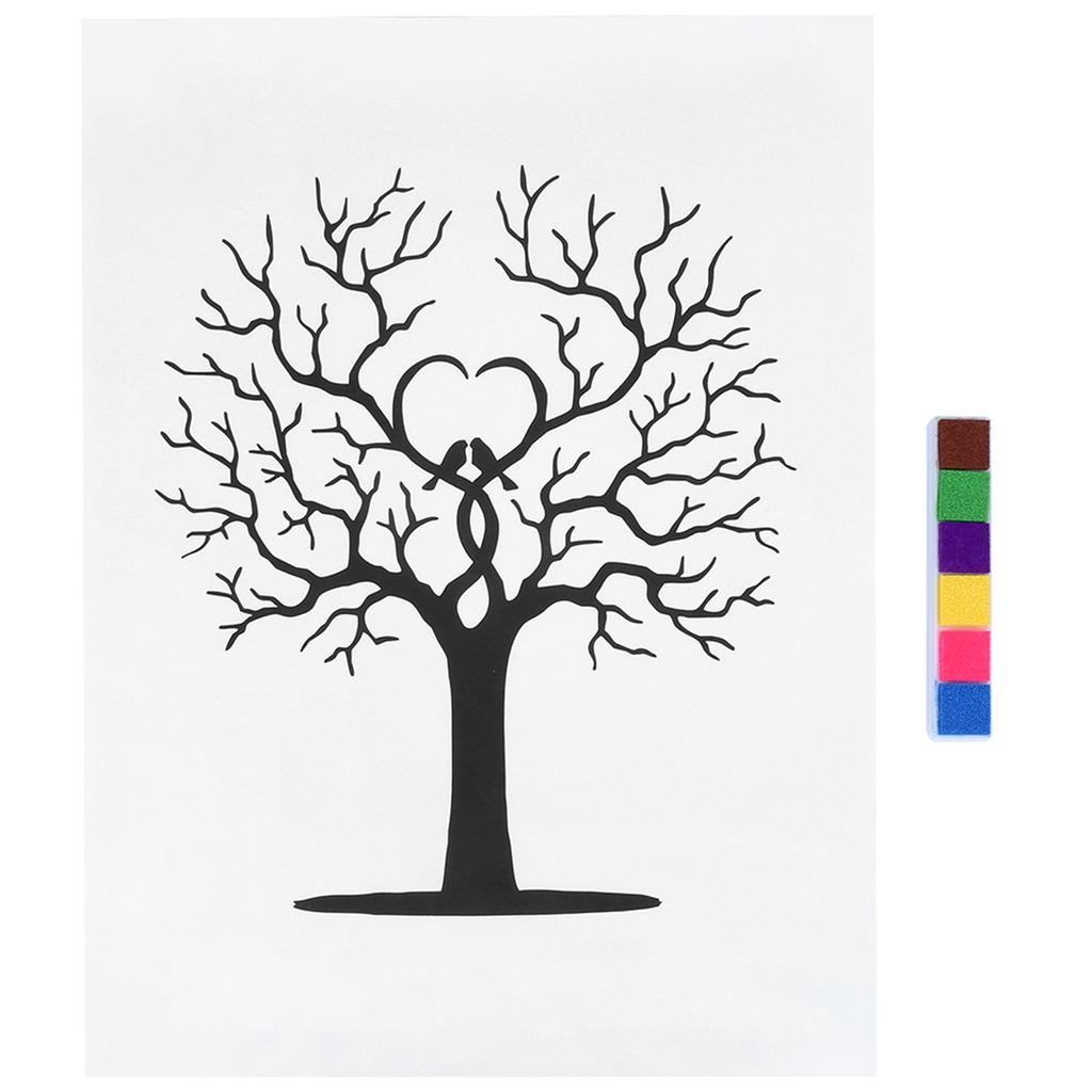 Fingerprint Tree DIY Guest Signature Sign‑In Book Canvas Thumbprint Painting
