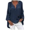 Women's Cotton And Linen Print Casual V-Neck Large Size Print Shirt Tops