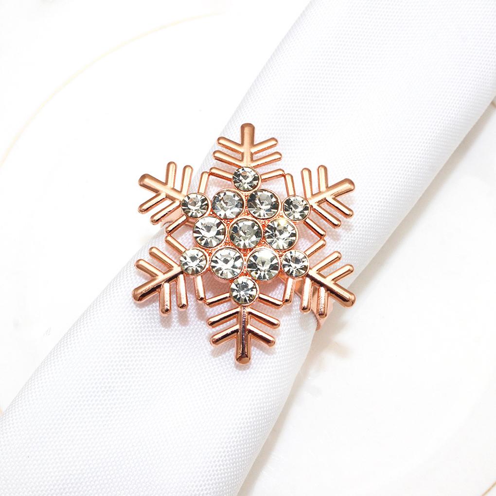 Мерцающие рождественские снежинки кольца для салфеток для элегантного украшения стола сплав кольцо для рта