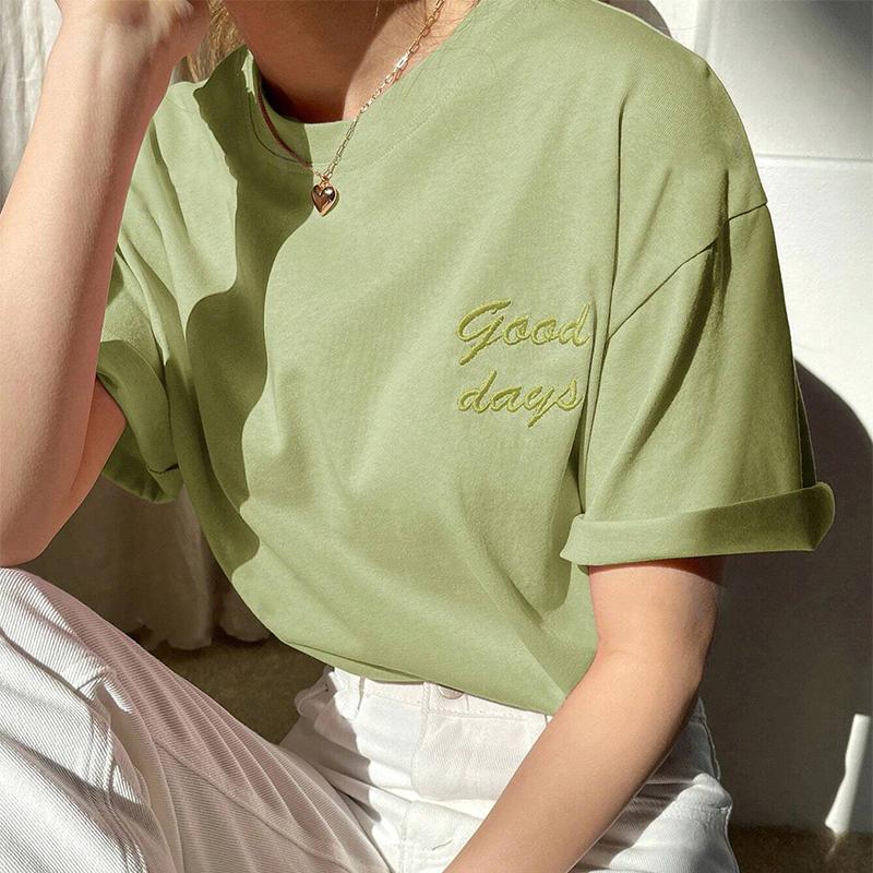 Модная женская креативная однотонная футболка с буквенным принтом, забавная повседневная футболка с круглым вырезом и короткими рукавами, летняя женская футболка