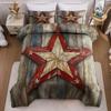 3pcs Duvet Cover Set Without Core 1 Quilt Cover + 2 Pillowcases Rustic Barn Star Design Bedding Set for Bedroom, Soft