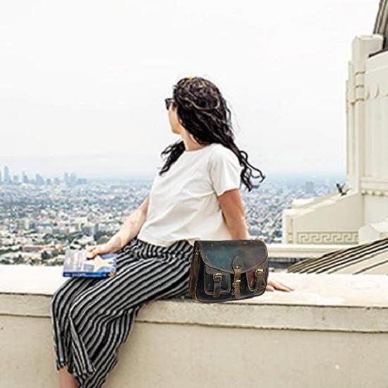 Buffalo Leather Crossbody Purse For Womens | Vintage Look | Handcrafted Artistry | Genuine Leather Satchel | Adjustable Strap | Multiple Compartments