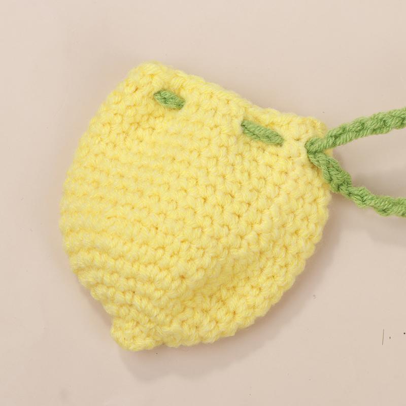 Orange Coin Purse Crochet Drawstring Bag Cute Drawstring Strawberry Shaped Crochet Purse Crochet Lemon Bag Coin Chargers