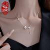 Серебряное ожерелье с подвеской-кисточкой из бабочки и циркония - Легкая роскошная цепочка на ключицы для женщин