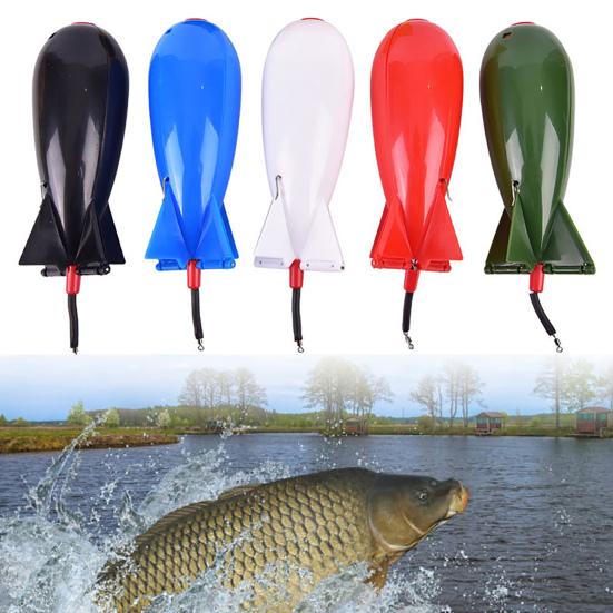 Ergonomic Rocket Shape 360 Degrees Rotating Bait Thrower Practical Large Capacity Lure Thrower Fishing Supplies