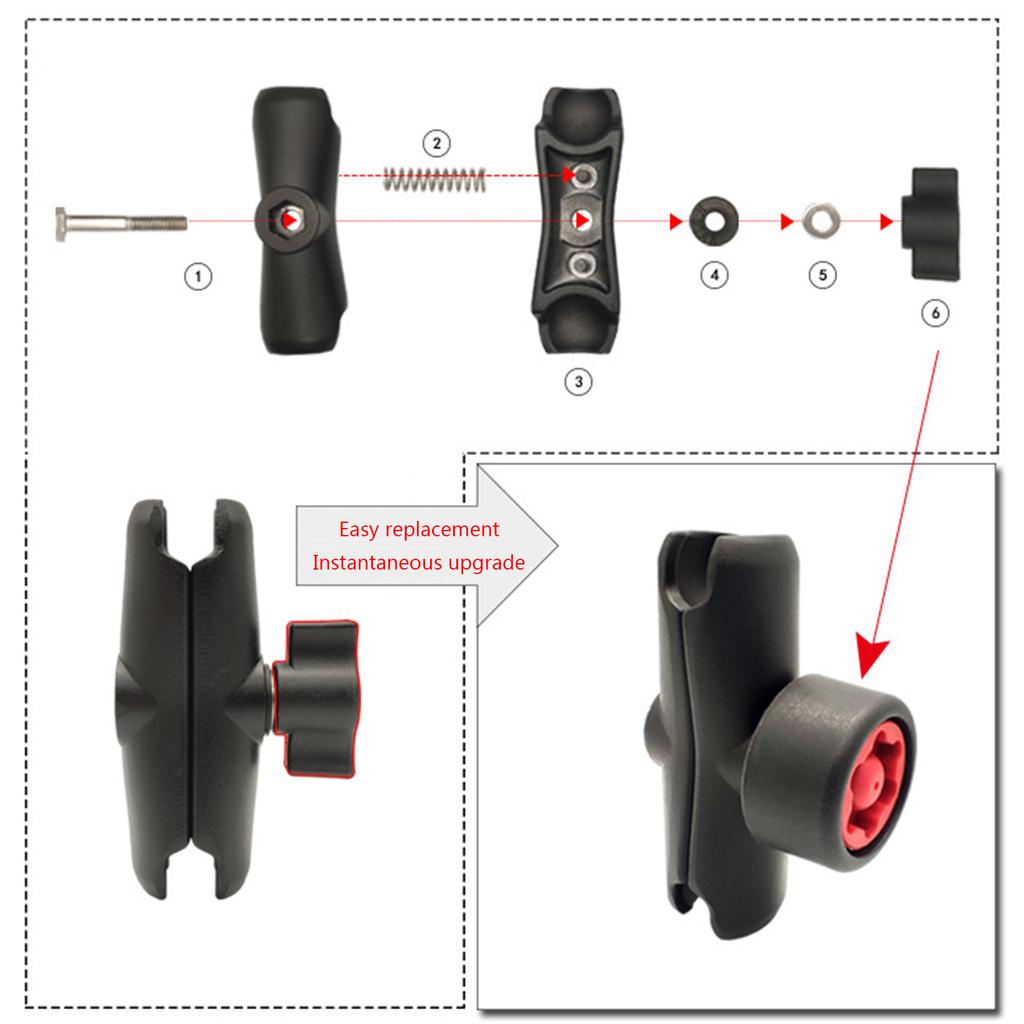 Durability RAM Mount Composite 15cm Double Socket Arm for 1-Inch Ball Base Wear-Resistant Motorcycle RAM Mount Base