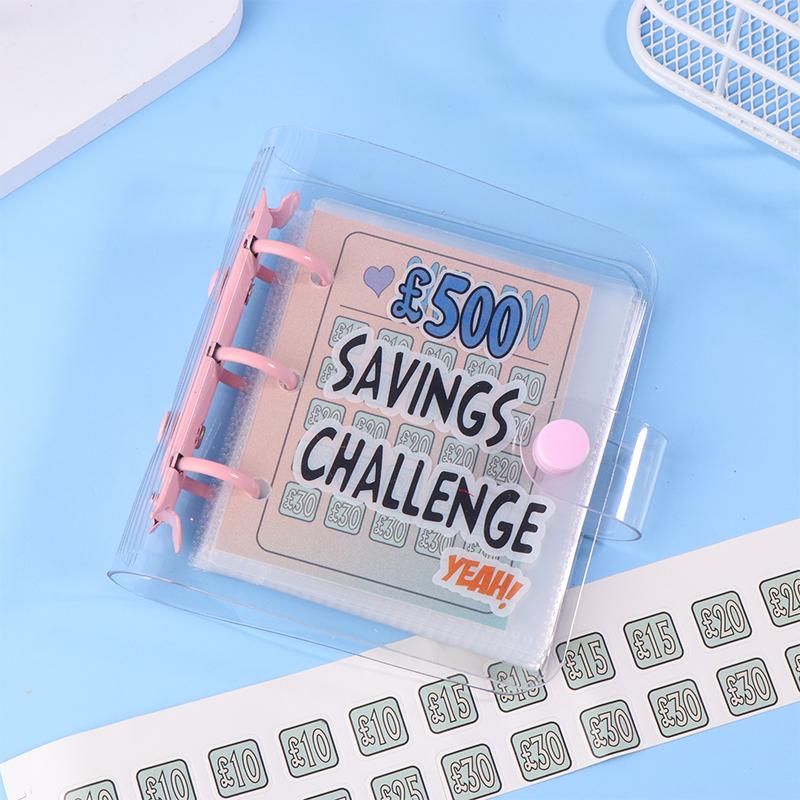 Мини-папка Savings Challenge £150/300/500/2100/5000 Папка для экономии денег, 3 отверстия, ПВХ-папка, блокнот, бюджетная книга для хранения наличных денег