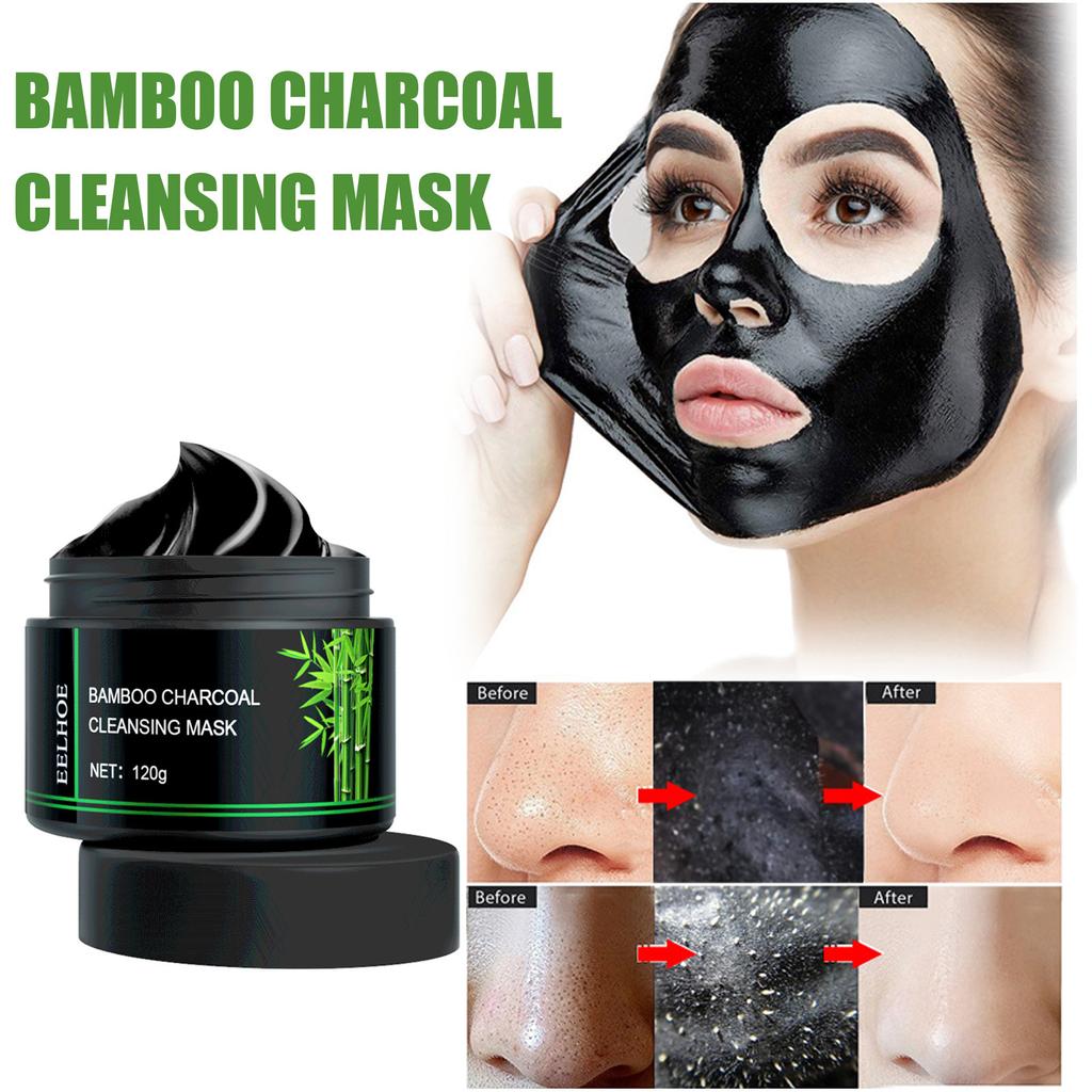 EELHOE Bamboo Charcoal Black Mask for Deep Pore Cleansing & Blackhead Removal - Activated Bamboo Charcoal, Salt, Glycerin & Aloe Vera Face Mask