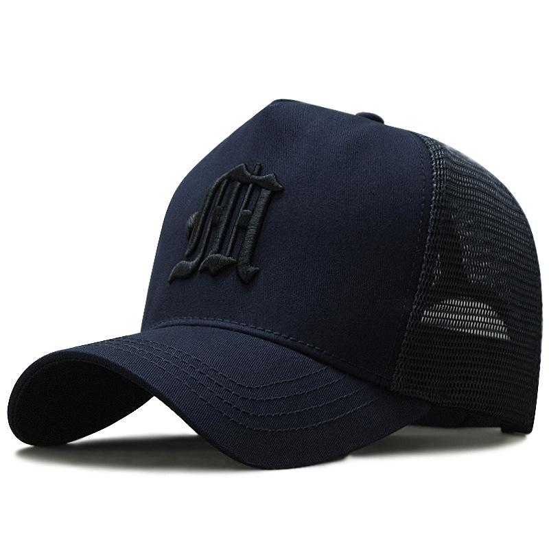 Hat Men's Summer High Top Baseball Cap Embroidery Big Head Circumference Breathable Sunshade Duck Tongue Mesh Cap
