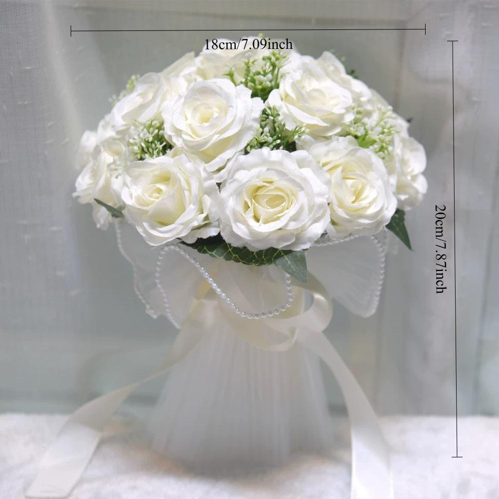 Свадебный букет Искусственные цветы Букет роз Искусственные цветы Шелковые пластиковые искусственные розы Свадебный букет для дома Садовая вечеринка Свадебные украшения