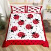 Cute Ladybug Duvet Cover Twin Queen Cartoon Animal Ladybird Insect Bedding Set Kawaii Wildlife Love Heart Print Comforter Cover