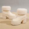 Fur Snow Boots Women's Sexy High Heels Shoes for Woman Fashion Ankle Boots  Winter New Brand Warm Plush Cotton Mujer Botas