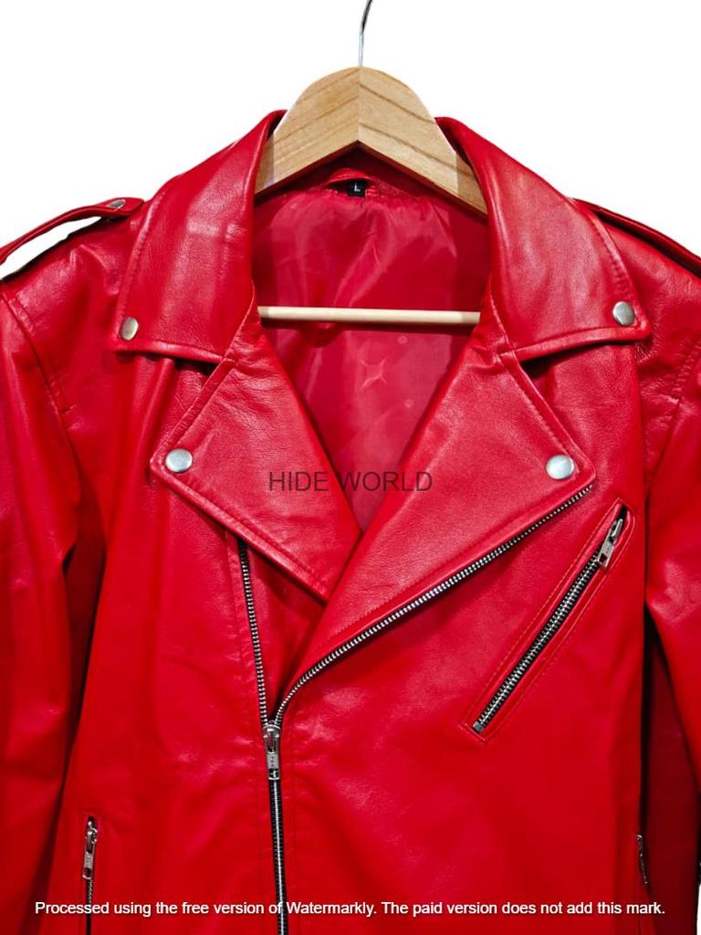 RED Men's Leather Jacket Stylish Real Lambskin Handmade Casual Biker Motorcycle