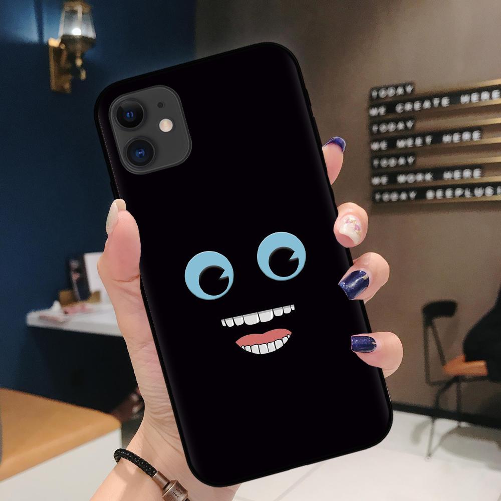 Чехол FLYRUI 3D funny face черный мягкий чехол из ТПУ для iPhone SE2 11 Pro XS MAX XS XR 8 7 6 Plus 12 mini 12ProMax