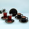 Black Tea/Coffee Cup Set 18 Pieces for 6 Persons