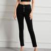 GMXIA Women's Jeans Slim High Waist High Stretch Multi-button Small Leg Pants Large Size Women's Pants