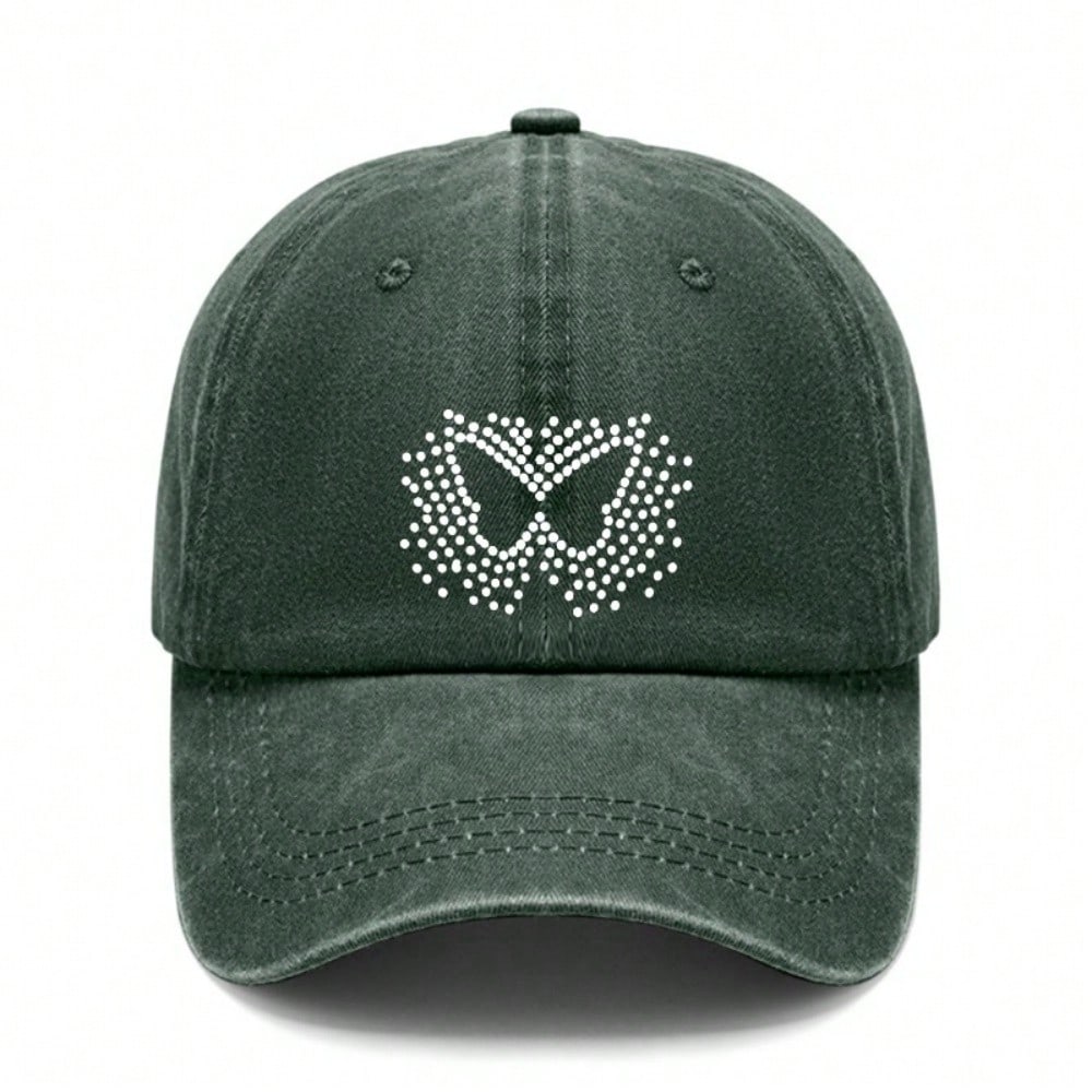 Vintage Baseball Cap - Trendy Unisex Butterfly Print Dark Grey Polyester Adjustable Breathable Curved Brim Casual Daily Wear Baseball Hat, Dad Cap,