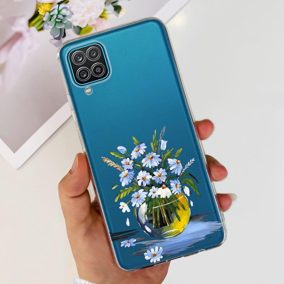 Чехол для Samsung Galaxy A12 Прозрачная накладка Модный Цветок Тонкий Мягкий ТПУ Чехол для Телефона Для Samsung A12 SM-A125F M12 F12 A 12 Capa