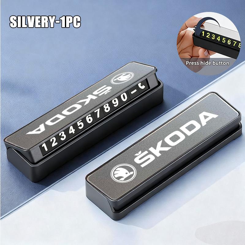 OENU7 Car Temporary Parking Phone Number Card Accessories For Skoda Rapid Octavia Derivative Enyaq-iV VisionS Yeti Scala