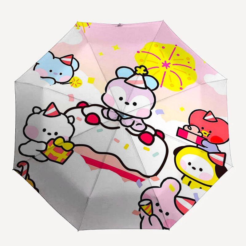 1pc Outdoor Umbrella with Cute Animal Characters - Automatic Opening/Closing, Portable 3-Fold Design, 8-Bone Iron Frame, Perfect for Festivals, T