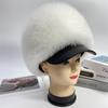 Шапка из натурального лисьего меха Женская Пушистая с козырьком Зимняя Теплая Снежная шапка Женская Уличная Русская шапка-ушанка Зимняя Женская Шапка из натурального меха