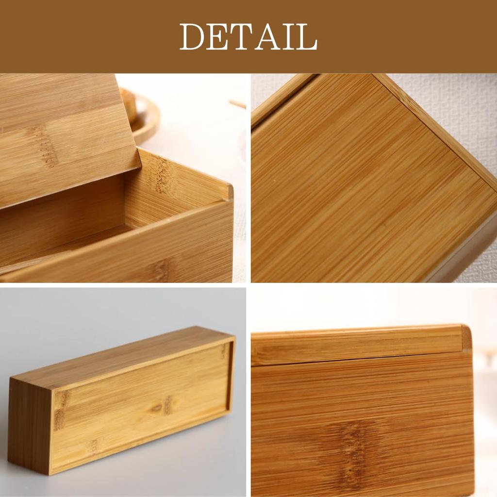 Uccellino Bamboo Chopstick Commercial Cutlery Case with Chopstick Fork of Case, Use, Lid, Holder, Restaurant, Tableware, Shop, Spoon, (Set 3)