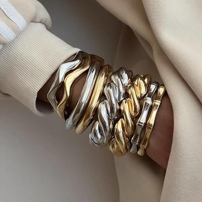 Браслет Кольцо Мёбиуса Ювелирные изделия Мода Простой Пружинная застежка Сплав Однотонный Браслет-кольцо Женский