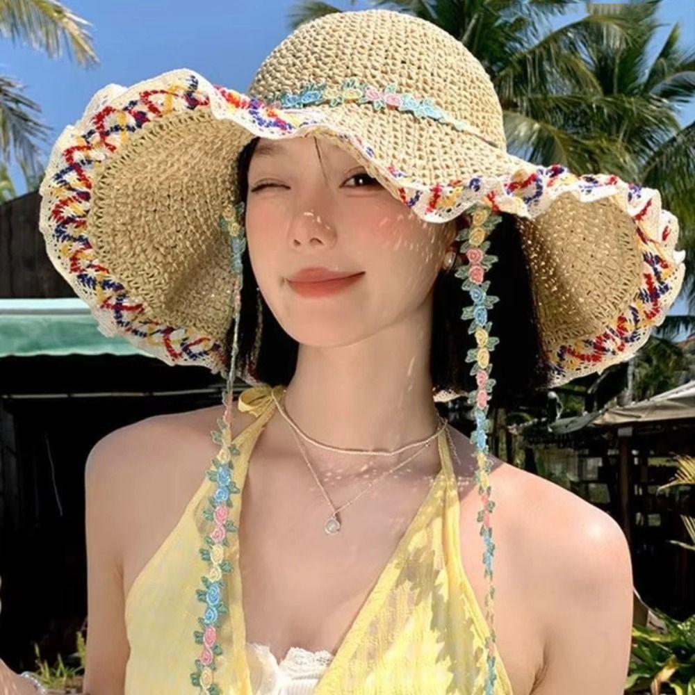 INS Woman's Straw Hat Breathable Sun Protection Cap Fashion Women's Sun Visor Hats Summer Season