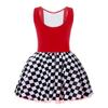 Детский костюм клоуна для девочек, платье в шахматную клетку без рукавов для Хэллоуина, карнавала, вечерние, балетное платье для косплея