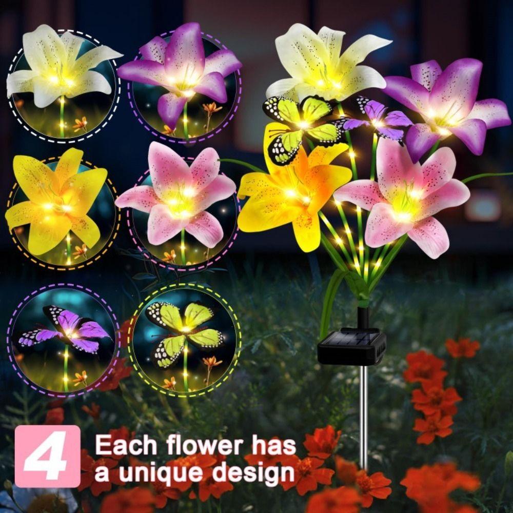 Flower Decor Solar Garden Lights Butterfly Design Garden Courtyard Lamp Landscape Lighting