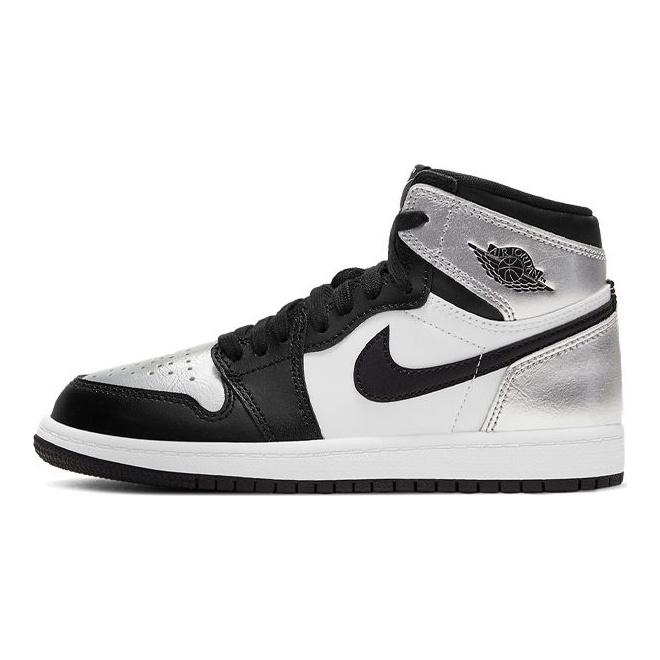 Детские кроссовки Air Jordan 1 Retro High OG PS Silver Toe Черный металлик-серебристый белый CU0449-001
