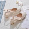 Womens Shoes Fashion Summer New Pointed Sandals Wrapped Back Hollow Square Heel High Heels Women Buckle Strap Med (3cm-5cm)