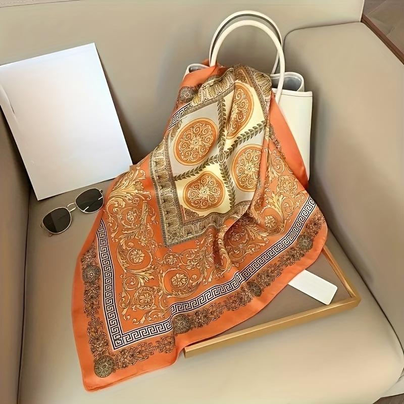 70 * 70 см Шелковый платок Квадратный платок Профессиональный платок из искусственного шелка Платок из шелка с ретро-принтом для женщин