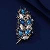 Retro Off-Ear Brooch High-End Female Personality Crystal Leaf Corsage Niche Design Sense Pin Temperament Suit Accessories