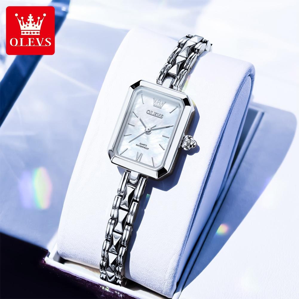OLEVS 3691 Original Quartz Woman Watch Fashion Elegant Square Dial Waterproof Ladies Wristwatch Luxury Gold Watch for Women New