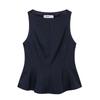 Kaslead New Arrival Women's Clothing Fashion Style Ruffles Hem round Neck Sleeveless Silm Tops 4661124
