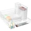 Пластиковый прозрачный косметический бокс с отделениями, прозрачный, штабелируемый, разделители для ящиков, декоративный, многофункциональный настольный ящик-органайзер