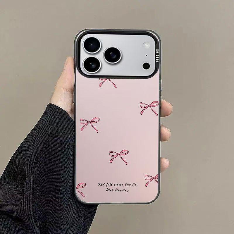 Silver Cross-Border Bow Powder Phone Case for Apple 14 Pro Max/13/12/11/X/17/16/15 Pro