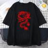 Red Dragon Fashion Street Printed Unisex T-Shirts Hip Hop Personality Cotton Short Sleeve O-Neck Casual Oversized Mans Tee Clothing